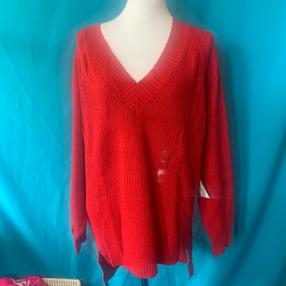 ❤️ a.n.a. Women’s Red High-Low V-Neck Sweater size XL